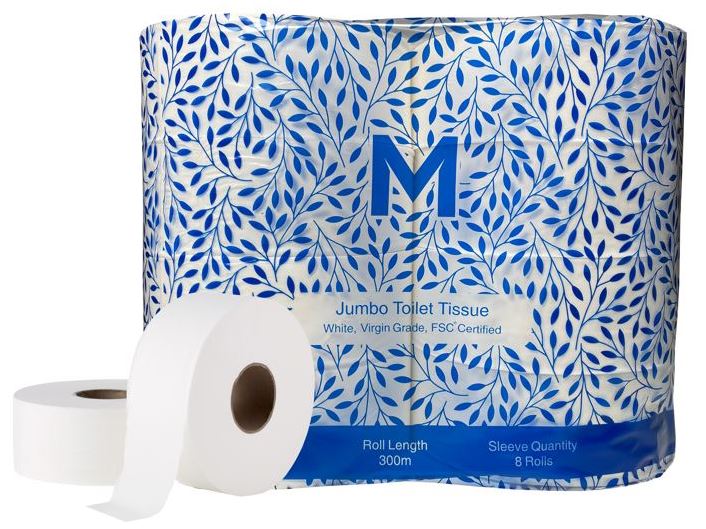M Toilet Paper / Roll Jumbo 2 Ply 300m 8 Pack FSC > Jumbo Toilet Paper